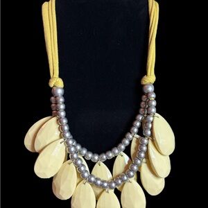 Vintage Yellow and Silver Statement Necklace